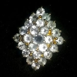 Genuine Blue Topaz & Gold, Cocktail Ring Stamped .925 U.S. Size 8.5